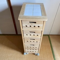 【木製ワゴン】桐(４段)　無塗装　収納家具
