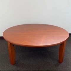 折りたたみテーブル　丸型　90cm 天然木製　ちゃぶ台　円卓　折れ脚