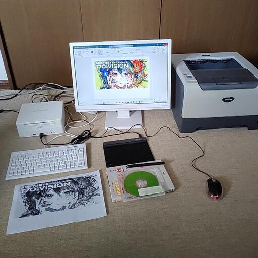 超小型デスクトップPCとXP-PENタブレット・漫画ソフト・レーザープリンターセット