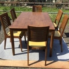 引渡済　中古　TOYO FURNITURE ダイニング7点セット　黄色 引渡済 中古 TOYO FURNITURE ダイニング7点セット 黄色