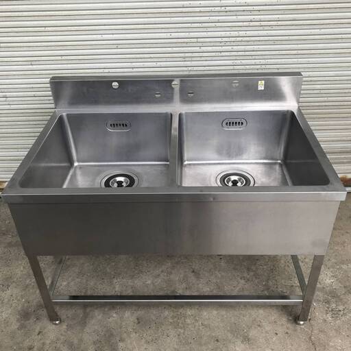 WY1/111 ステンレス 2槽 シンク 流し台 2層 業務用 店舗用 厨房機器 W1200×D750×945mm ★直接引き取り歓迎