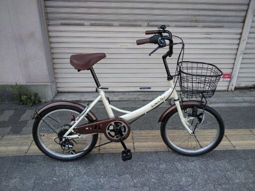 Southern port[サザンポート]20吋 コンパクト自転車 外装6段/クリームxブラウン