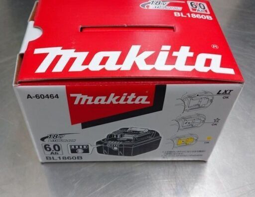 未使用 Makita 18v6.0Ahリチウムイオンバッテリー BL1860B