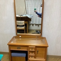 中古　鏡台　ドレッサー　収納　椅子付き