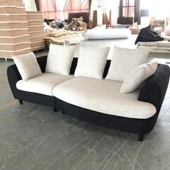 新品 未使用 未開封 ３人掛けソファ カジュアル 人気モデル ファブリック素材 ユニーク デザイン 左右非対称 あぐらもかける 新生活 一人部屋 自分部屋 入替え 買い足し 買換え ツートンカラー 3人掛 ワイドサイズ 選べる 2カラー 