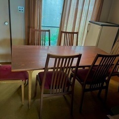 ダイニングテーブルセット　テーブル、椅子6脚　引き取り無料