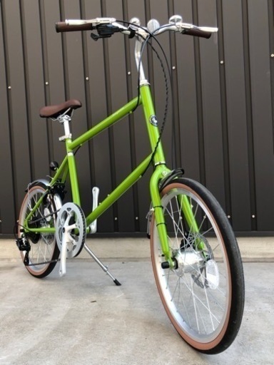 京都ブランドkamogawabike ディスクブレーキ ミニベロ LEDオートライト カギ付き グリーン