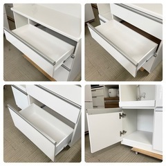 【超美品‼️】定価178,200円♪ 松田家具 117cm幅キッチンボード 食器棚 収納家具 鏡面仕上げホワイト♪