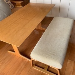 無印良品 MUJI リビングでもダイニングでも使えるテーブル、ベンチセット