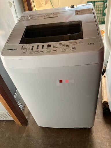 ☆中古￥9,800！【会員価格￥8,800】Hisense　4.5kg洗濯機　家電　2018年製　HW-E4502型　幅54cmｘ奥行54cmｘ高さ94cm　【BD032】