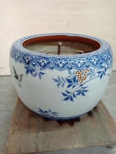 染付 火鉢 灰入り 中古品