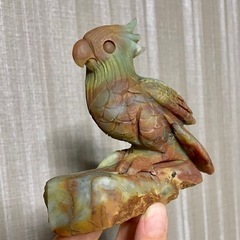 【ネット決済・配送可】アマゾンナイト 彫刻 鸚哥 インコ 鳥 動...