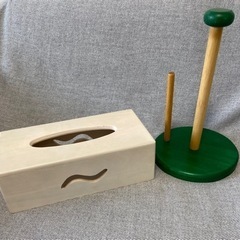 木製キッチンペーパーホルダー＆ティッシュケース