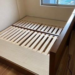 【ネット決済】ニトリ　シングルベッド（収納付）ブラウン
