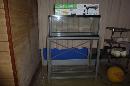 60センチランチュウ水槽と水槽台と上部フィルターのセット