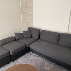 値下げ！オットマン付きL字3人掛けソファー