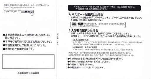 ナガシマスパーランド　パスポート券2枚　有効期限2023年9月30日