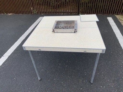 BBQコンロ埋込テーブル、アルミ製 折畳み レジャーテーブル 内蔵式BBQコンロ付