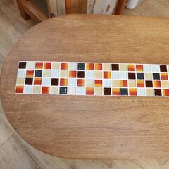 【美品】大川家具 タイル付き テスタ TESTA センターテーブル 可愛い 139)【美品】大川家具 TESTA CENTER TABLE 可愛い タイル張り センター