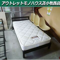 シングルベッド マットレス付き 幅100.5×奥行204×高さ65cm 木製フレーム 寝具 家具 ベット 苫小牧西店