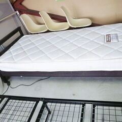 シングルベッド マットレス付き 幅100.5×奥行204×高さ65cm 木製フレーム 寝具 家具 ベット 苫小牧西店