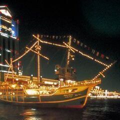 4月9日(日)船上クルーズコンパ《巨大な船「サンタマリア号」で出港》《船上甲板デッキではビアガーデン》の画像