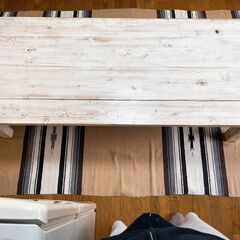 ヴィンテージ ウッド テーブル 木目 ホワイト 大型 ローテーブ...