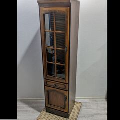 karimoku　カリモク　コロニアル　スリムキャビネット　キッチンボード  食器棚　引出収納　書庫　本棚　飾り棚　カントリー　キュリオケース　C0CP0111