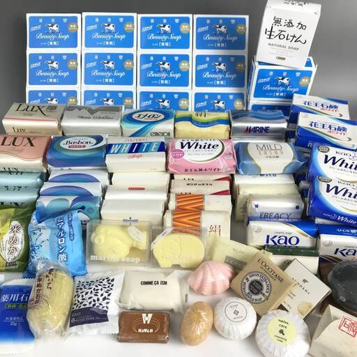 KI17/3　未使用 固形 石鹸 まとめて 100個 大量 せっけん 牛乳石鹸 青箱 ポーラ LUX カネボウ SHISEIDO 資生堂 Kao 花王 ミューズ ソープ
