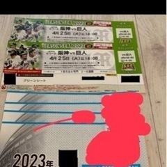 4月２５日（火）阪神巨人戦　グリーンシート　チケット2枚　飲み食...