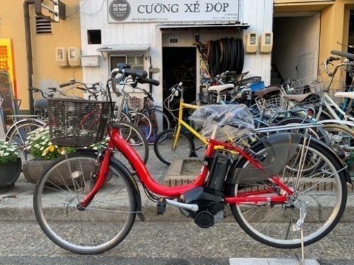 　電動自転車　ヤマハ　２４インチ　姫路市　12.8ah 1-4 タイヤチューブ　後前　新品　サイド　新品 3変速　赤　充電器　付き