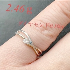K18WGダイヤ0.10指輪