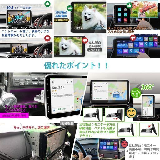 Android12 車載用 カーナビ 1DIN 10.1インチ 2+32GB カーオーディオ