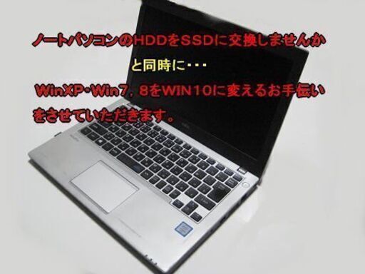 ノートやディスクトップＰＣのＨDＤをＳＳＤに交換し、新規にＷＩＮ１０をインストールします。