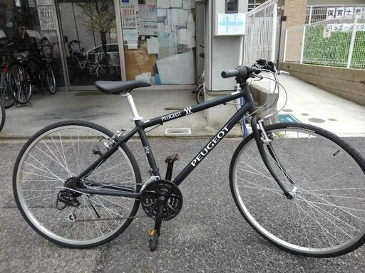 中古自転車２５０６ 前後タイヤ新品！　クロスバイク　プジョー　７００×３２C　３×７段ギヤ　アルミフレーム　ライトは付属していません。フレームサイズ４３０㎜　１６３㎝から