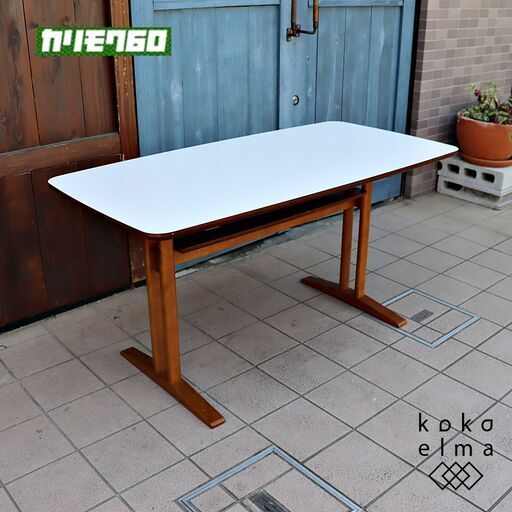 karimoku60(カリモク60+) カフェテーブル1200/ホワイトです。ソファに座りながらの食事やデスクワークがしやすいコーヒーテーブル。リビング＆ダイニング兼用のLDテーブルとしておススメ。DD111
