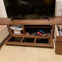 【大川家具・自然工房】無垢材テレビ台_風雅ウォールナット(定価159,000円)
