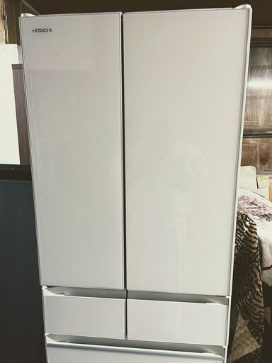★中古美品★HITACHI 日立 冷凍冷蔵庫 R-HW52K(XN) 6ドア ガラスドア 観音開き フレンチドア 520L 2019年製 114kg