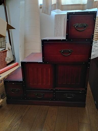 民芸家具 階段箪笥 小物入れ チェスト 収納家具 和家具階段箪笥 www