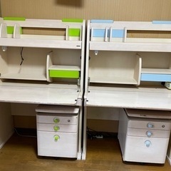 【中古、水色は売約済み】学習机、袖机２式（DESKLAND by...