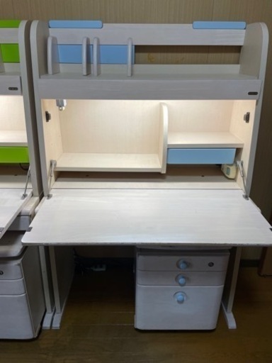 中古、水色は売約済み】学習机、袖机2式（DESKLAND by OKUMOTO）