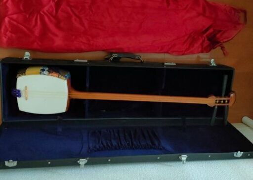 三味線　ケース　2点セット　中棹　紅木　破れ無し　初心者　入門用 三味線 ケース 2点セット 中棹 紅木 破れ無し 初心者 入門用 小唄