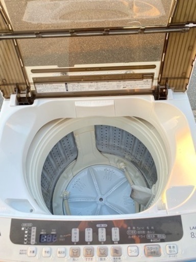 アクア　洗濯機　8kg 大容量　ファミリータイプ