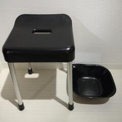 【引き渡し者決定】風呂用椅子と風呂桶　黒色
