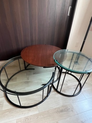 【高級家具　日本フクラ】センターテーブル　サイドテーブル　セパレートテーブル　TMRC 円形　ニトリ無印