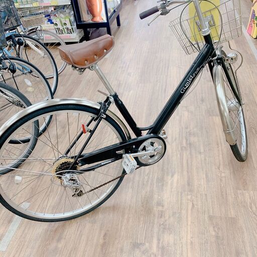 自転車  シティサイクル 黒  26インチ  オートライト