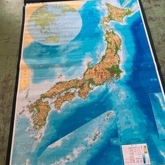 日本全図　掛軸　教授用　小中地図●材質:紙/ポリプロピレン加工●...