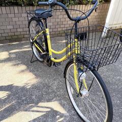 自転車　26インチ　ママチャリ　黄色　シティサイクル