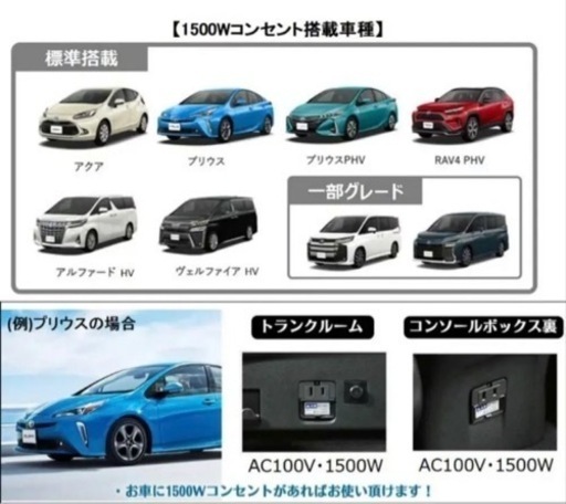 ①TZ 安心給電キット もしもの時に車から給電！ V9TZZK002　(トヨタのオリジナルブランド)