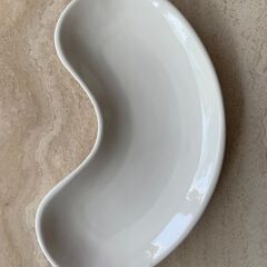 三日月型平皿６客　シンプル　白釉　磁器　オードブル
